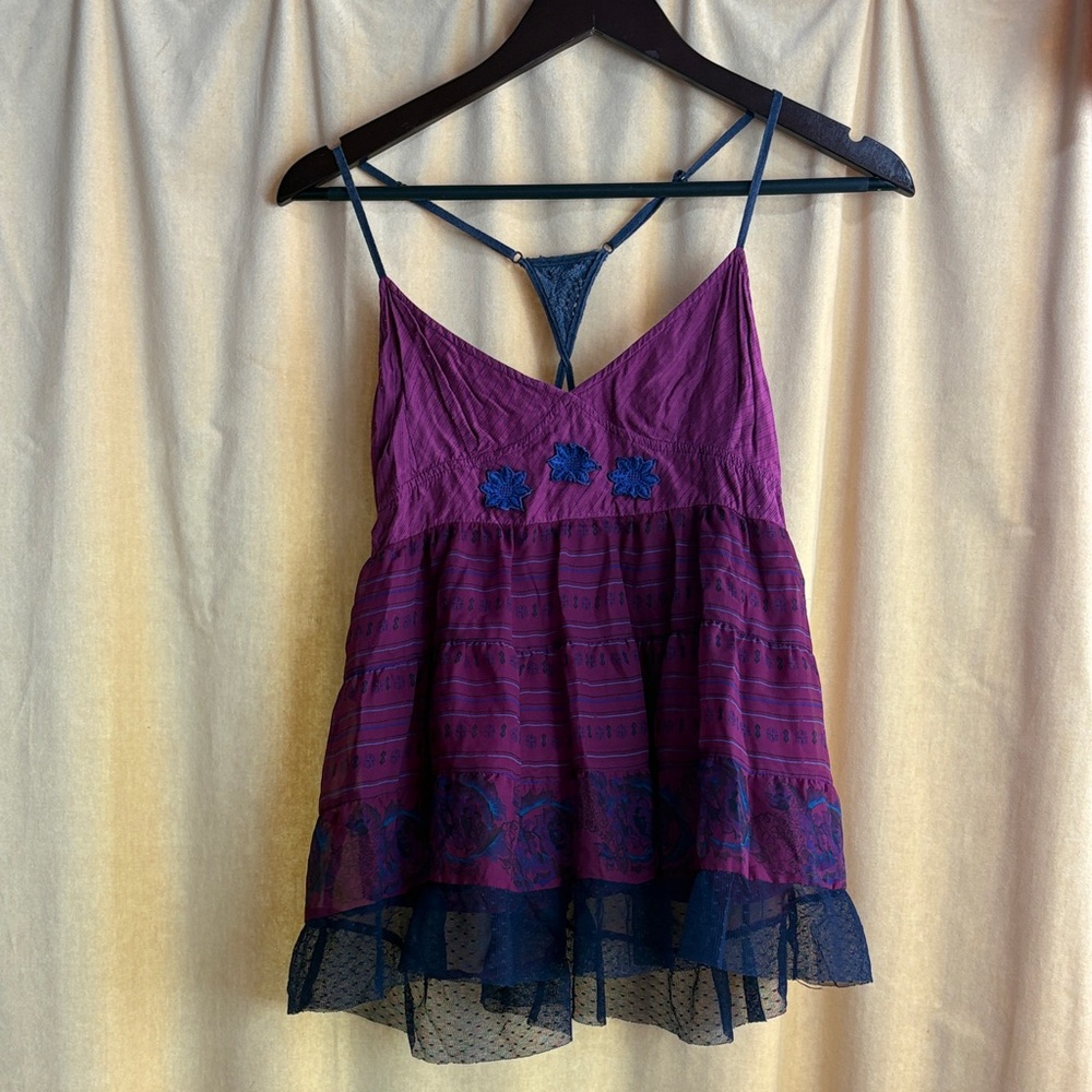 Free People Purple and Blue Camisole Top